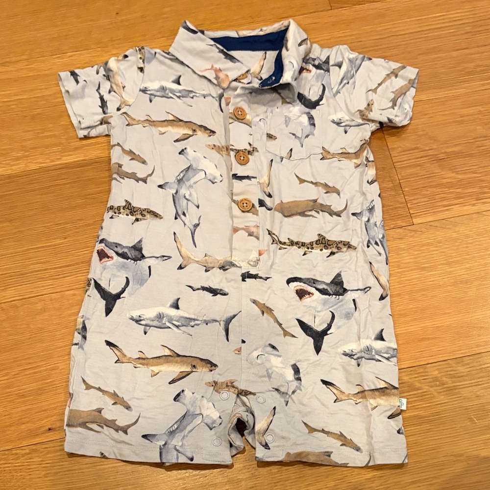 Posh Peanut Blue shark romper